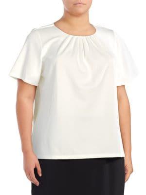 Calvin Klein Plus Pleated Short-sleeve Top