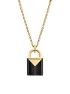 Michael Kors Black Onyx, Crystal & Sterling Silver Mercer Padlock Pendant Necklace