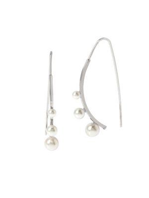 Bcbgeneration Sweet Sophisticate White Faux Pearl Curved Stick Drop Earrings