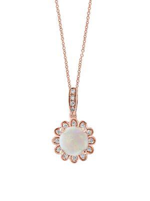 Effy Aurora Diamond, Opal And 14k Rose Gold Pendant Necklace