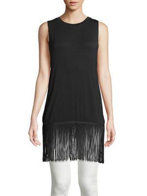 Design Lab Lord & Taylor Fringe Hem Sleeveless Top
