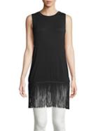 Design Lab Lord & Taylor Fringe Hem Sleeveless Top