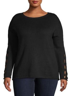 Vince Camuto Plus Braided Long-sleeve Sweater