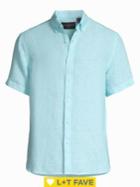 Black Brown Short-sleeve Linen Shirt