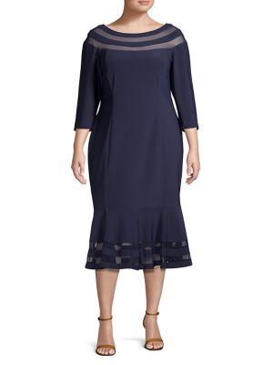 Xscape Plus Boatneck Fit-&-flare Dress