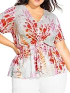 City Chic Plus Caribbean-print Relaxed-fit Top