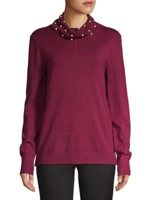 Karl Lagerfeld Paris Embellished Turtleneck Pullover