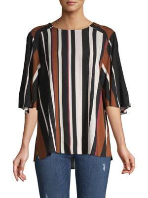 Joan Vass Striped High-low Blouse
