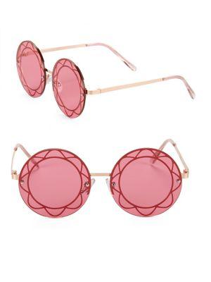 Circus By Sam Edelman 55mm Geo-motif Round Sunglasses