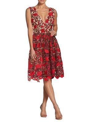 Dress The Population Summer Rita Floral-crochet Dress