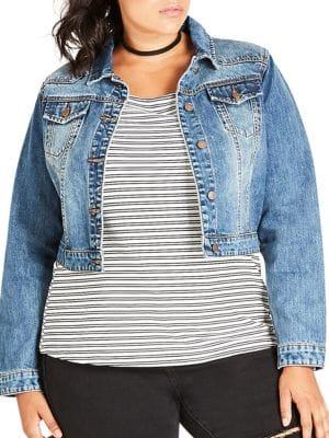 City Chic Plus Button-down Denim Jacket