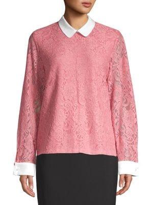 Karl Lagerfeld Paris Collared Lace Top