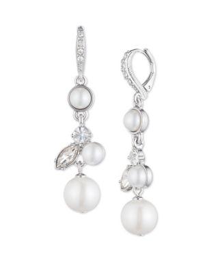 Givenchy Faux Pearl And Crystal Cluster Drop Earrings