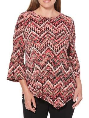Rafaella Mixed-print Bell-sleeve Top