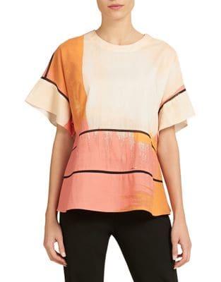 Donna Karan Printed Cotton Top