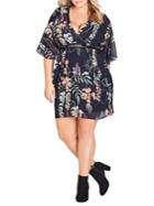City Chic Plus Hothouse Floral Belted Dress