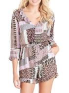 Jessica Simpson Ruffle Printed Self-tie Romper