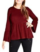 City Chic Plus One Tier Bell Sleeve Jumper