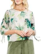 Vince Camuto Tropic Heat Drawstring-sleeve Blouse