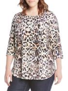 Karen Kane Plus Cheetah-print Shirttail Top