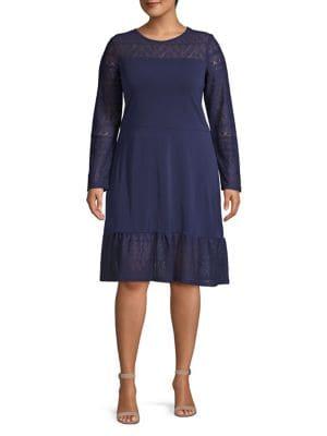 Michael Michael Kors Plus Mix Long-sleeve Dress