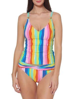Bleu Rod Beattie Multicolor Scoopneck Striped Tankini