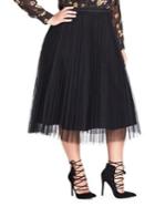 City Chic Plus Nouveau Tulle Satin Midi Skirt