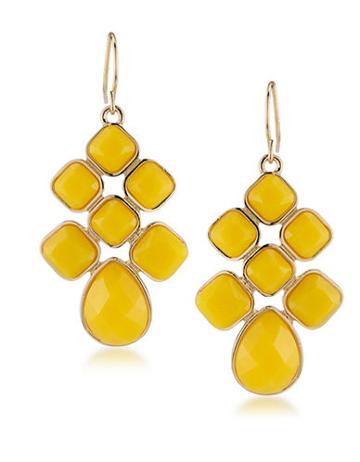 1st And Gorgeous Yellow Cabachon Chandelier Earrings
