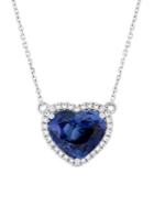 Sonatina 14k White Gold, Blue Sapphire & Diamond Heart Pendant Necklace