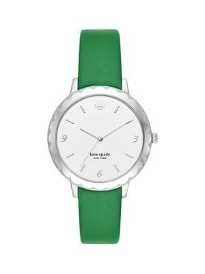 Kate Spade New York Morningside Three-hand Scallop Green Leather Watch