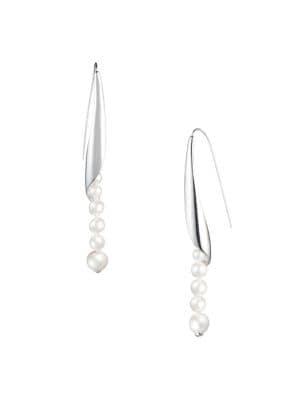 Carolee Michelle Linear White Faux Pearl Drop Earrings