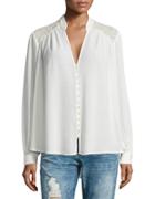 Free People Canyon Rose Lace Back Button Down Blouse