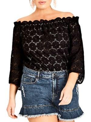 City Chic Plus Swiss Affair Cotton Top