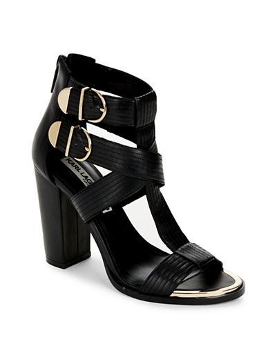 Karl Lagerfeld Paris Leather Block-heel Sandals