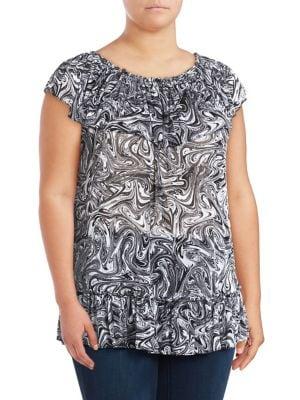 Michael Michael Kors Plus Plus Swirl Ruffle Top