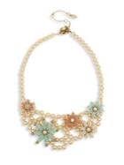 Miriam Haskell Floral Goldtone, Faux Pearl And Crystal Bib Necklace