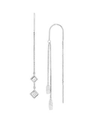 Lord & Taylor White Gold, Sterling Silver And Diamond Drop Earrings