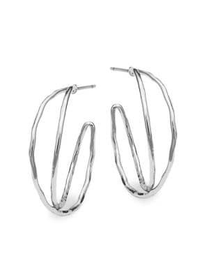 Shade Silvertone Double Hoop Earrings