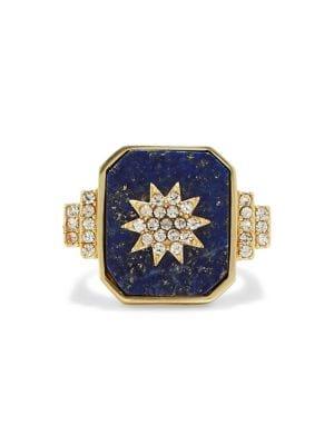 Sole Society Put A Ring On It Lapis & Crystal Starburst Ring