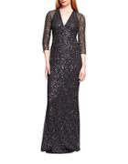 Kay Unger Sequined Lace Gown