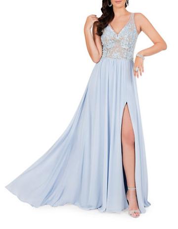 Glamour By Terani Couture Embroidered Train Gown