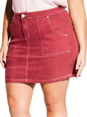 City Chic Plus Breezy Denim Mini Skirt