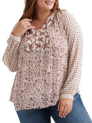Lucky Brand Plus Graphic Long-sleeve Top