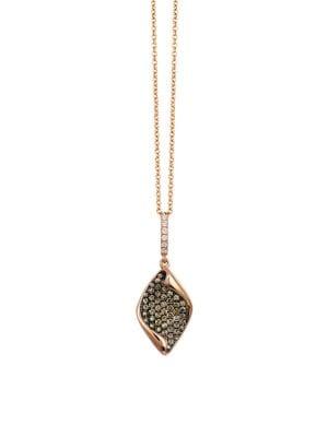 Le Vian Chocolatier Vanilla Diamonds, Chocolate Diamonds & 14k Strawberry Gold Pendant Necklace