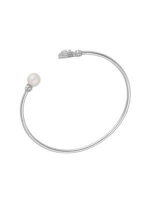Ripka Renaissance Silvertone, White Topaz And Pearl Cuff