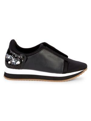 Karl Lagerfeld Paris Embellished Leather Sneakers