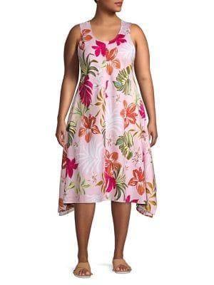 Context Plus Luau Floral A-line Midi Dress