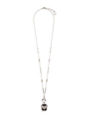 Vince Camuto Silvertone And Glass Stone Butterfly Charm Pendant Necklace