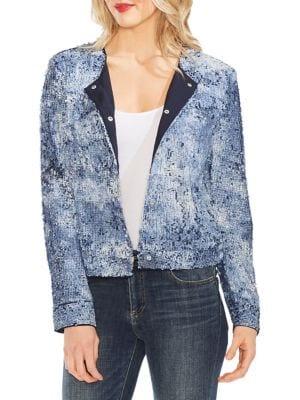 Vince Camuto Mystic Blooms Tie-dye Sequin Bomber Jacket