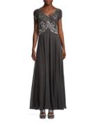 J Kara Petite Petite Sequined V-neck Dress
